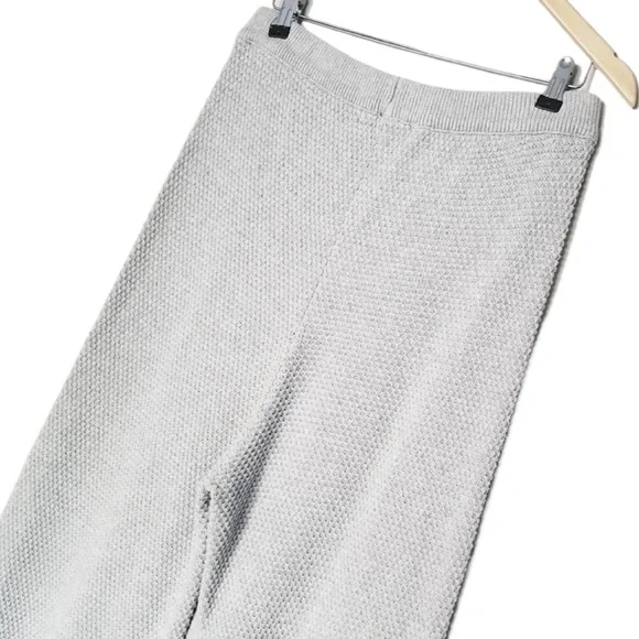 FREE PEOPLE Hailee Waffle Knit Wide Leg Relaxed Pull On Pants in Light Grey sz S - Picture 9 of 13